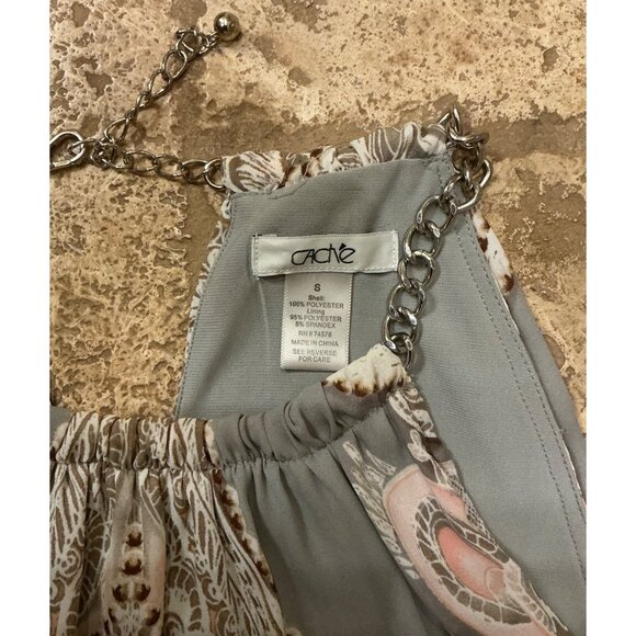 Cadies Womens Sleeveless Chain Halter Top With Paisley Print & Elastic Hem - Picture 3 of 5